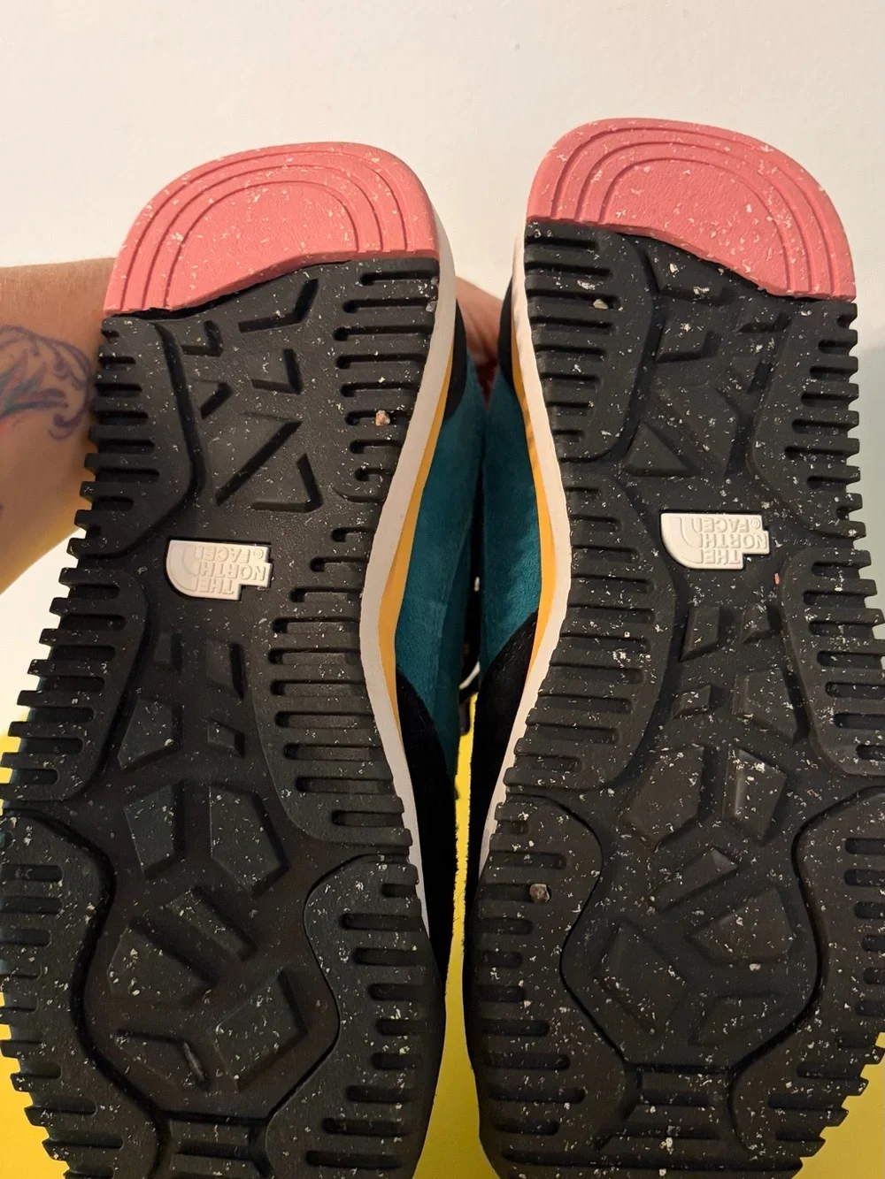 The North Face Teal Suede Winter Boots with Black and Orange Accents